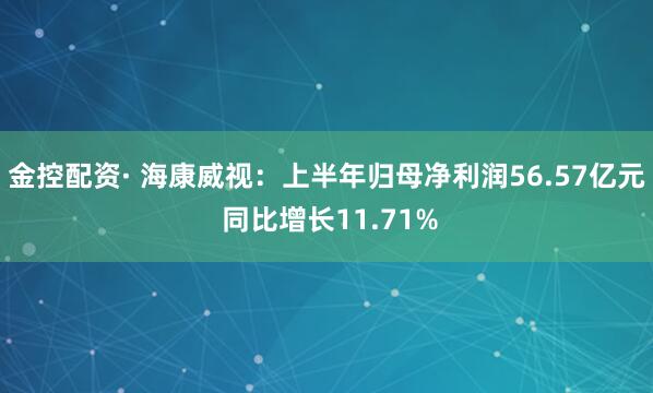 金控配资· 海康威视：上半年归母净利润56.57亿元 同比增长11.71%
