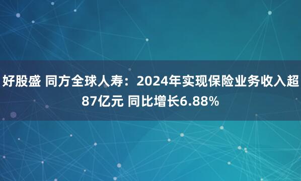 好股盛 同方全球人寿：2024年实现保险业务收入超87亿元 同比增长6.88%